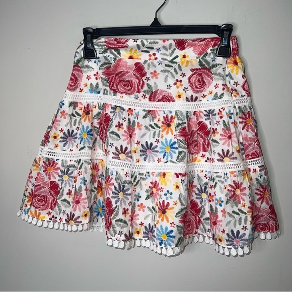 Moodie Tiered Floral Mini Flare Skirt - Picture 1 of 7